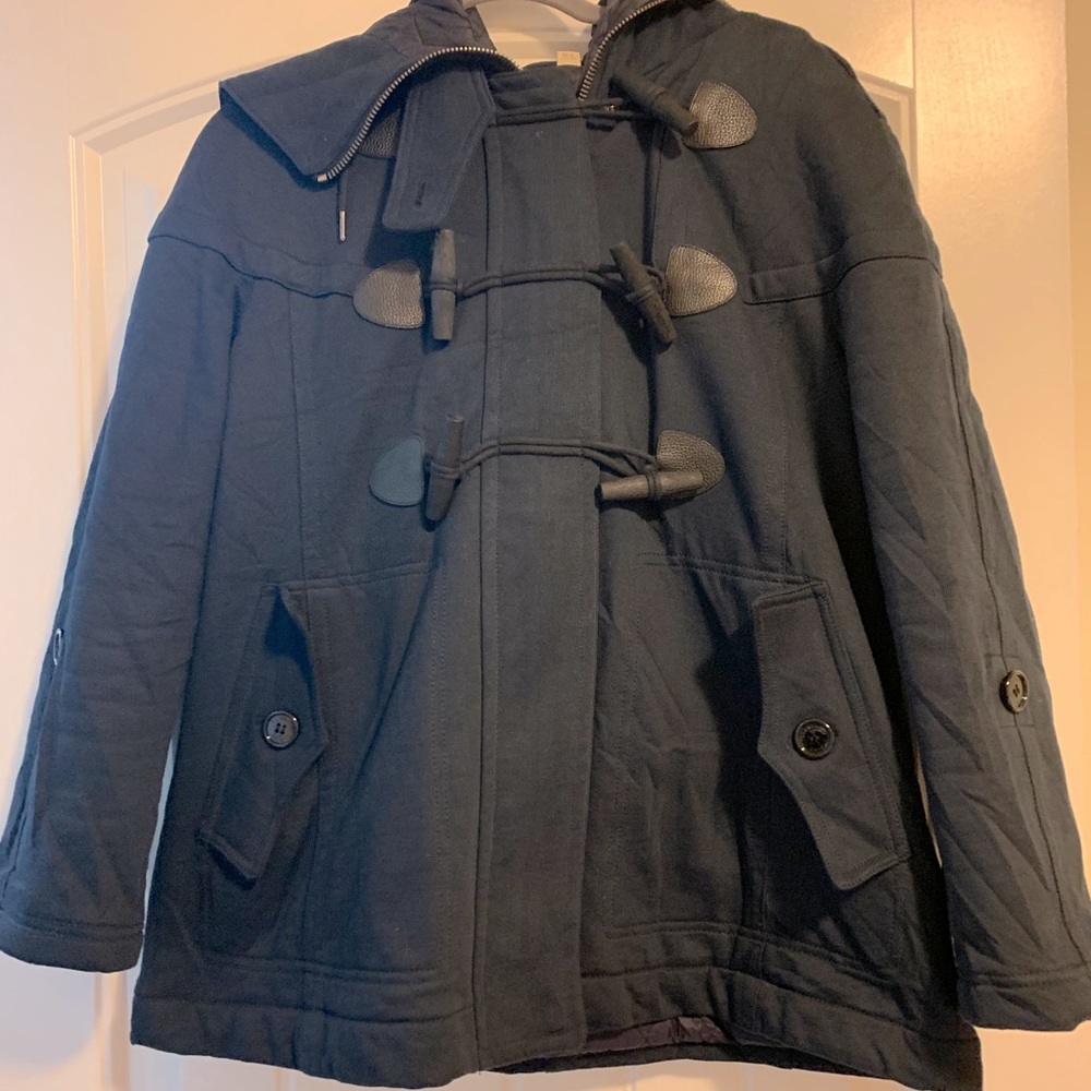 Burberry Zippered Hood Pea Coat - Navy